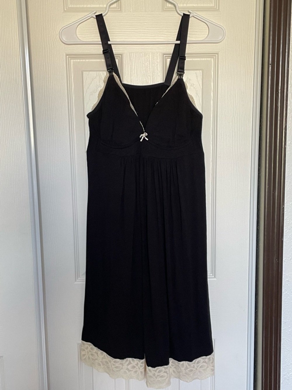 Belabumbum Black Midi Dress with Cream Lace Trim